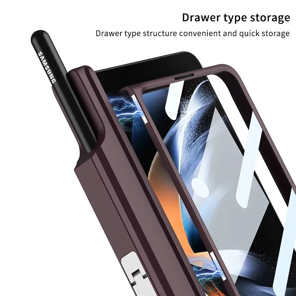 For Samsung Galaxy Z Fold 6 5 4 3 Case Magsafe Wireless Charging Magnetic Hinge Pen Holder Stand With Film Cover For Fold5 Fold6 Gallery 3 For Samsung Galaxy Z Fold 6 5 4 3 Case Magsafe Wireless Charging Magnetic Hinge Pen Holder Stand With Film Cover For Fold5 Fold6 Gallery 3
