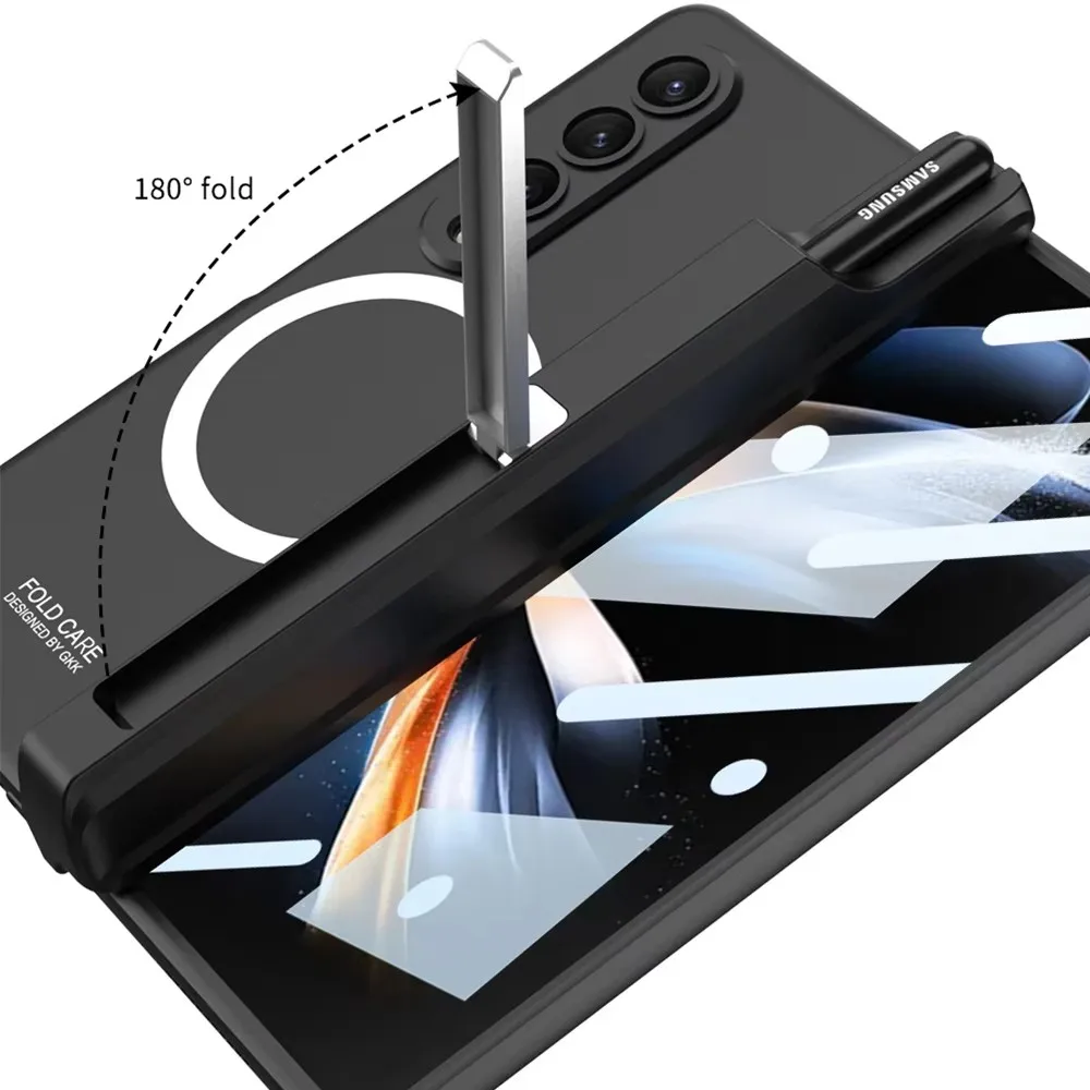 For Samsung Galaxy Z Fold 6 5 4 3 Case Magsafe Wireless Charging Magnetic Hinge Pen Holder Stand With Film Cover For Fold5 Fold6 Gallery 5 For Samsung Galaxy Z Fold 6 5 4 3 Case Magsafe Wireless Charging Magnetic Hinge Pen Holder Stand With Film Cover For Fold5 Fold6 Gallery 5