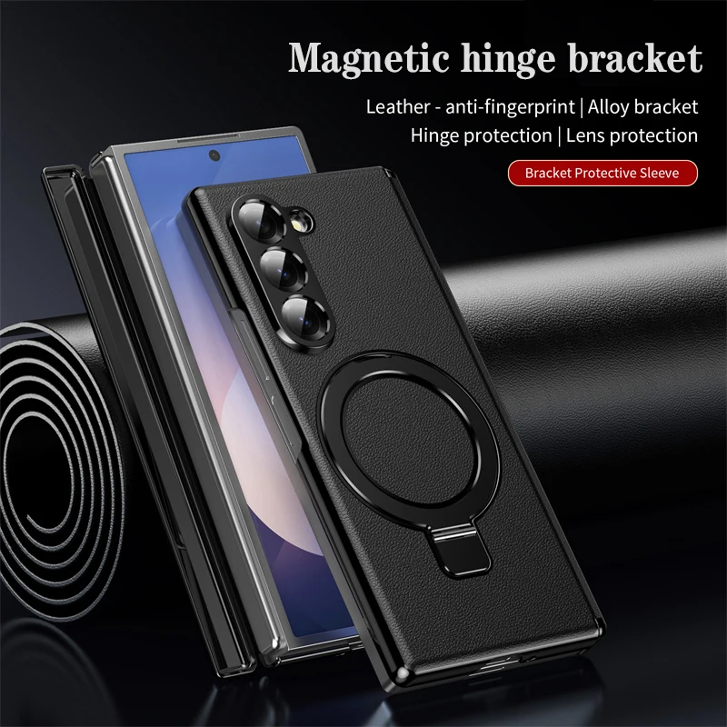 For Samsung Galaxy Z Fold 7 6 5 4 3 Case Leather Magsafe Hinge Bracket Full Screen Glass Protective Magnetic Cover For Z Fold6 7 Gallery 1 For Samsung Galaxy Z Fold 7 6 5 4 3 Case Leather Magsafe Hinge Bracket Full Screen Glass Protective Magnetic Cover For Z Fold6 7 Gallery 1