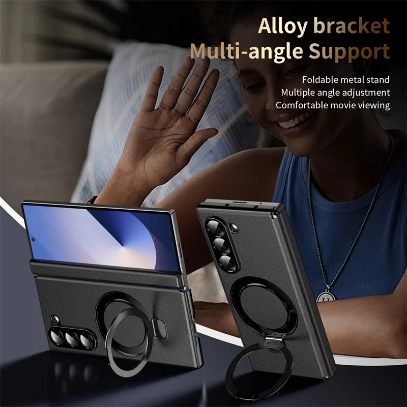 For Samsung Galaxy Z Fold 7 6 5 4 3 Case Leather Magsafe Hinge Bracket Full Screen Glass Protective Magnetic Cover For Z Fold6 7 Gallery 5 For Samsung Galaxy Z Fold 7 6 5 4 3 Case Leather Magsafe Hinge Bracket Full Screen Glass Protective Magnetic Cover For Z Fold6 7 Gallery 5