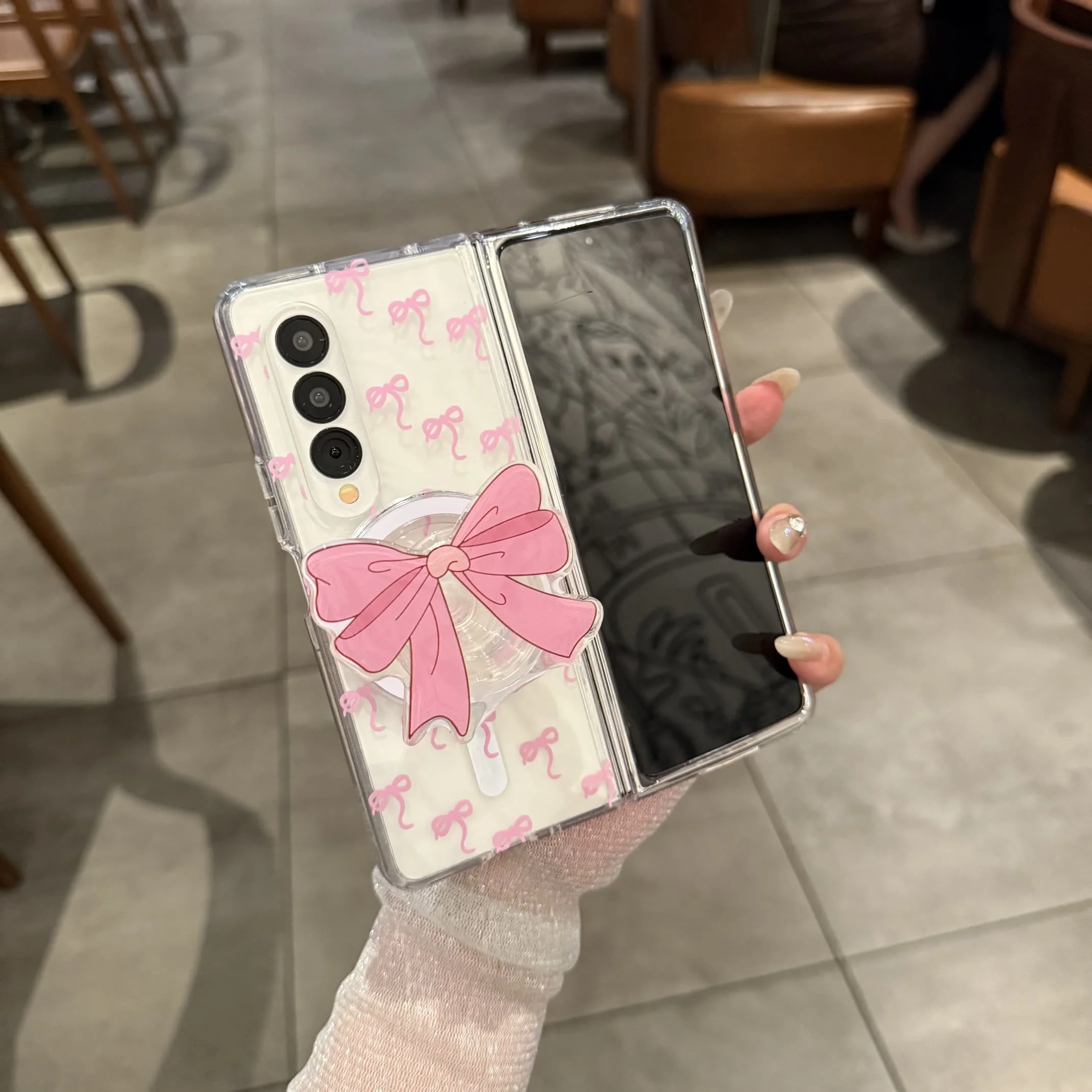For Samsung Galaxy Z Fold 7 6 5 4 3 Fold7 Ins New Girl Pink Bow Hanging Rope Pendant Fold Phone Case Cartoon Cover Gallery 2 For Samsung Galaxy Z Fold 7 6 5 4 3 Fold7 Ins New Girl Pink Bow Hanging Rope Pendant Fold Phone Case Cartoon Cover Gallery 2