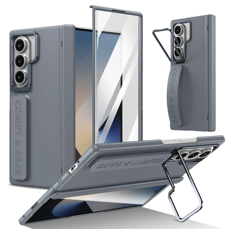 For Samsung Galaxy Z Fold 7 6 5 4 3 Wristband Magnetic Hinge Phone Case 360 Full Protection Screen Flass Alloy Lens Holder Cover Featured