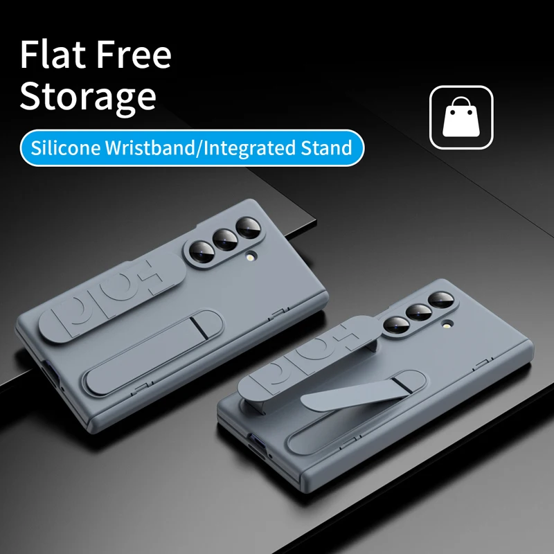 For Samsung Galaxy Z Fold 7 Case Pc Wristband Wrist Strap Kickstand Anti Fingerprint Cover With Tempered Glass For Z Fold7 Gallery 3 For Samsung Galaxy Z Fold 7 Case Pc Wristband Wrist Strap Kickstand Anti Fingerprint Cover With Tempered Glass For Z Fold7 Gallery 3