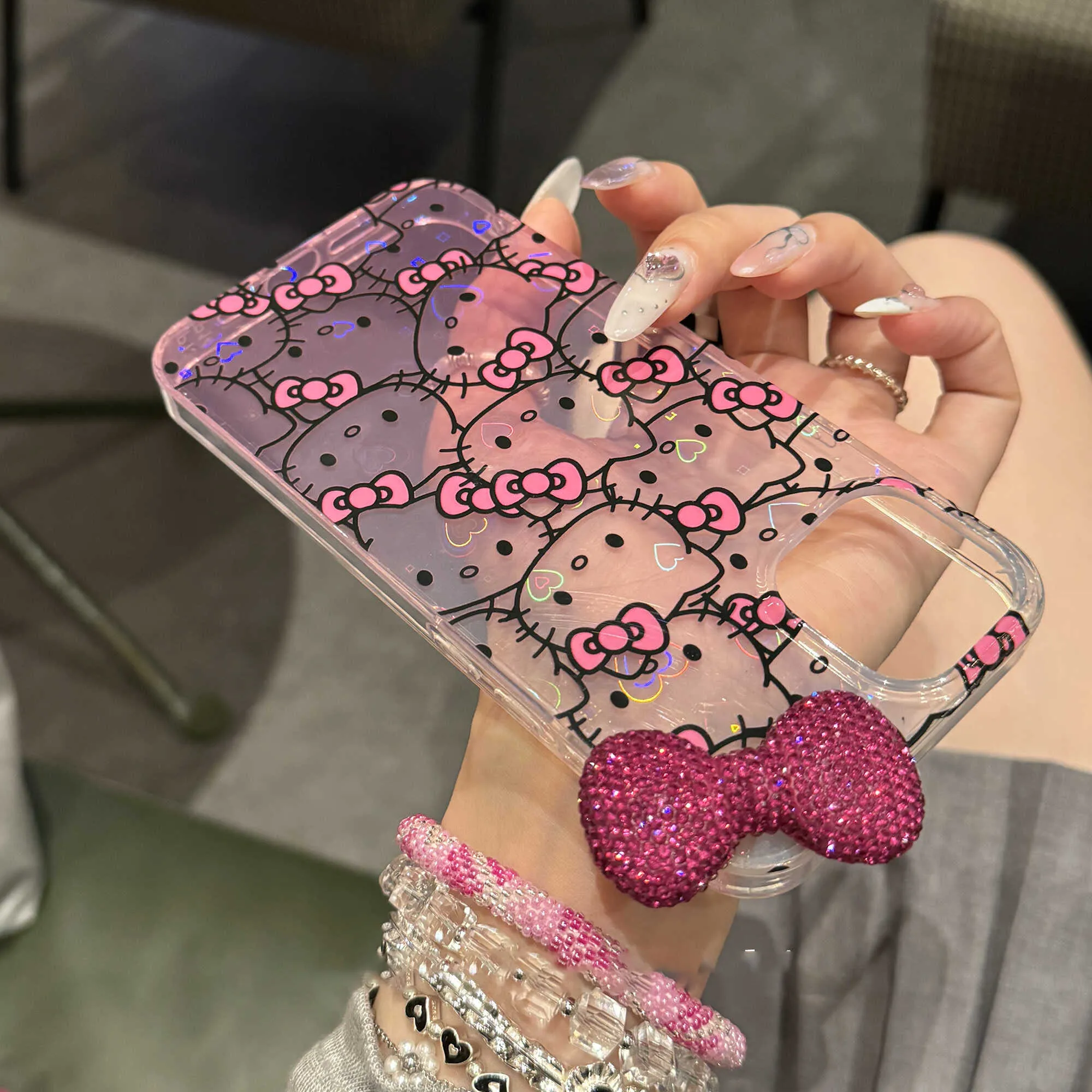 Full Screen Hello Kitty Diamond Bow Gradient Phone Case For Iphone 16 15 14 13 12 11 Pro Max Xr Xs Max 7 8 Plus Mini Y2k Laser Gallery 4 Full Screen Hello Kitty Diamond Bow Gradient Phone Case For Iphone 16 15 14 13 12 11 Pro Max Xr Xs Max 7 8 Plus Mini Y2k Laser Gallery 4