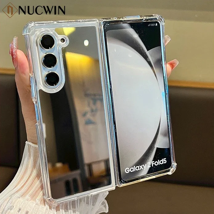 Girl Makeup Mirror Luxury Airbag Bumper Case For Samsung Galaxy Z Fold 7 6 5 4 3 Fold 7 Z Fold 6 5 Plating Mirror Cover Z Fold 7 Featured