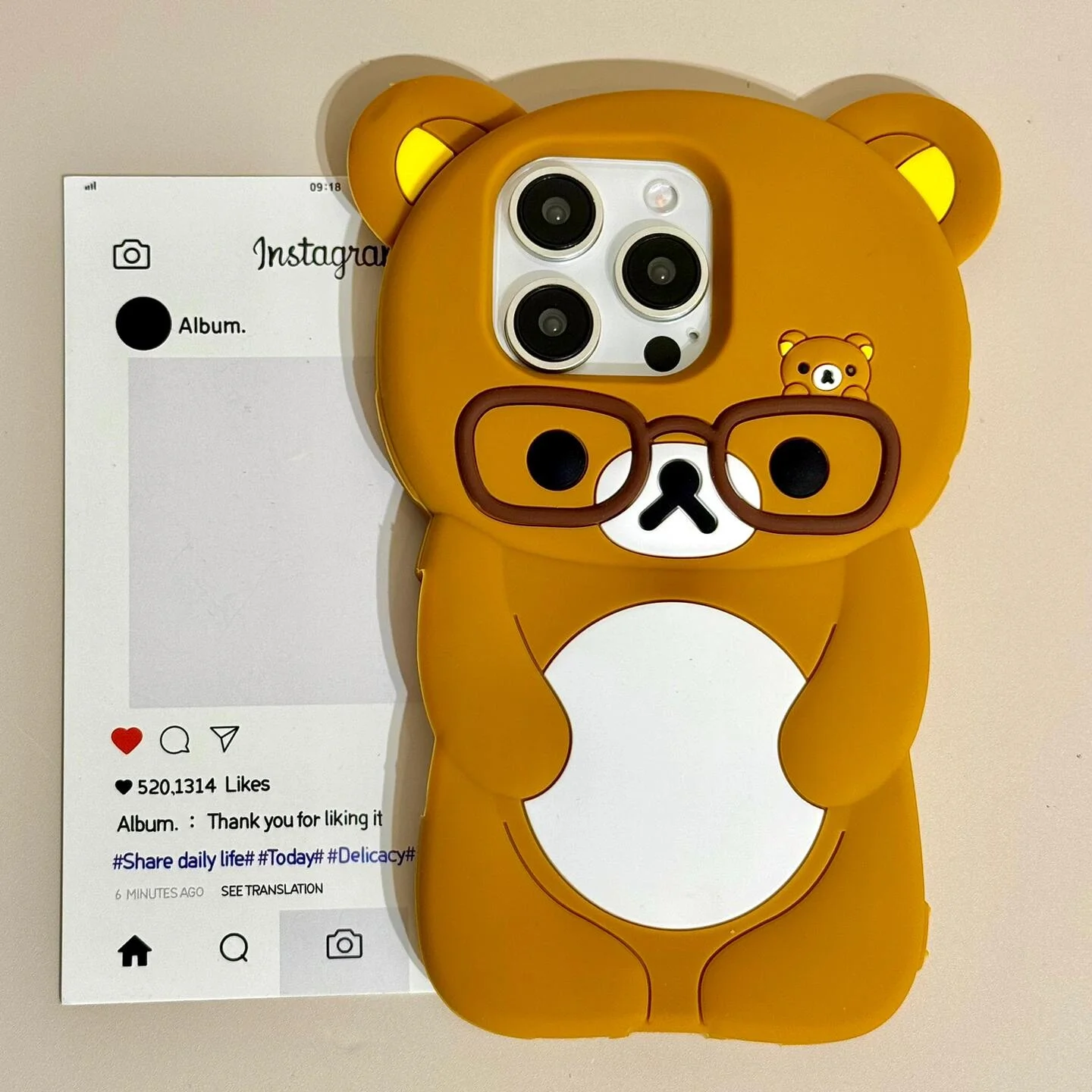 Ins Newest Rilakkuma Bear Wear Glasses Phone Case For Iphone 16 Promax 15 14 13 12 Pro Max 6 7 8 Plus 3d Cartoon Silicone Cover Featured