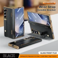 Leather Phone Case For Samsung Galaxy Z Fold 7 6 5 4 3 Fold7 Luxury Hinge Protector Wrist Strap Kickstand Back Cover Yyc005 Featured
