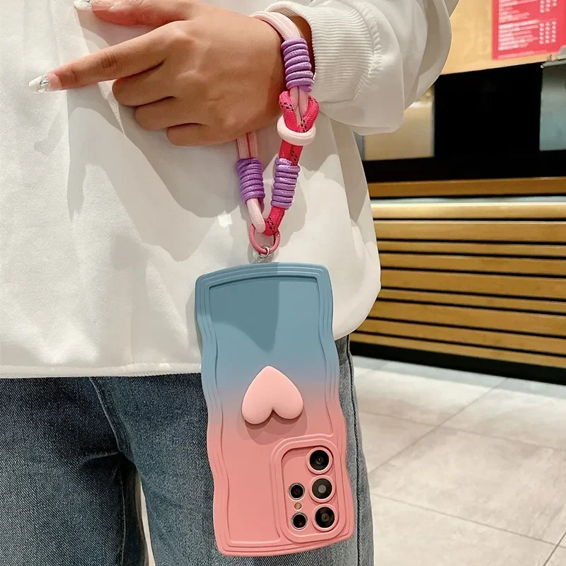 Love Heart Gradient Wrist Strap Case For Samsung Galaxy S25 Ultra S24 Fe S23 S21 S20 S22 Plus Note 20 A55 A535 A25 A15 5g A05s Gallery 3 Love Heart Gradient Wrist Strap Case For Samsung Galaxy S25 Ultra S24 Fe S23 S21 S20 S22 Plus Note 20 A55 A535 A25 A15 5g A05s Gallery 3