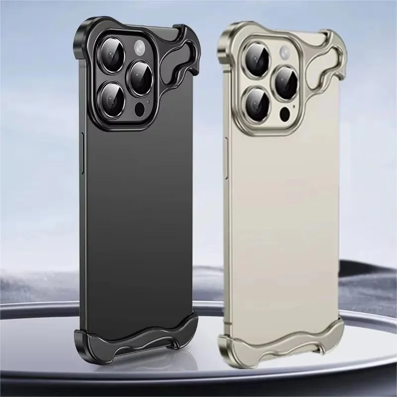 Luxury Alien Metal Borderless Phone Case For Iphone 12 13 14 15 16 17 Pro Max Lens Protecti Shockproof Aluminum Alloy Back Cover Featured