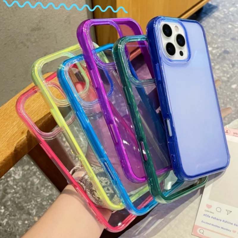 Luxury Bright Candy Color Shockproof Case For Iphone 16 15 14plus 13 12 11 Pro Max Soft Bumper Armor Aesthetic Clear Phone Cover Featured