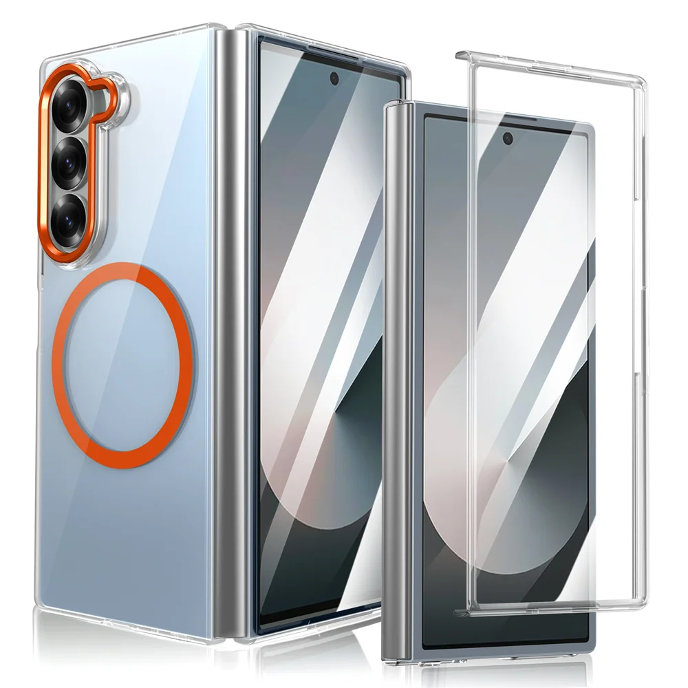 Luxury Highly Transparent Pc Magnetic Phone Case For Samsung Z Fold 7 6 4 3 5 5g For Magsafe Wireless Charging Protector Cover Featured