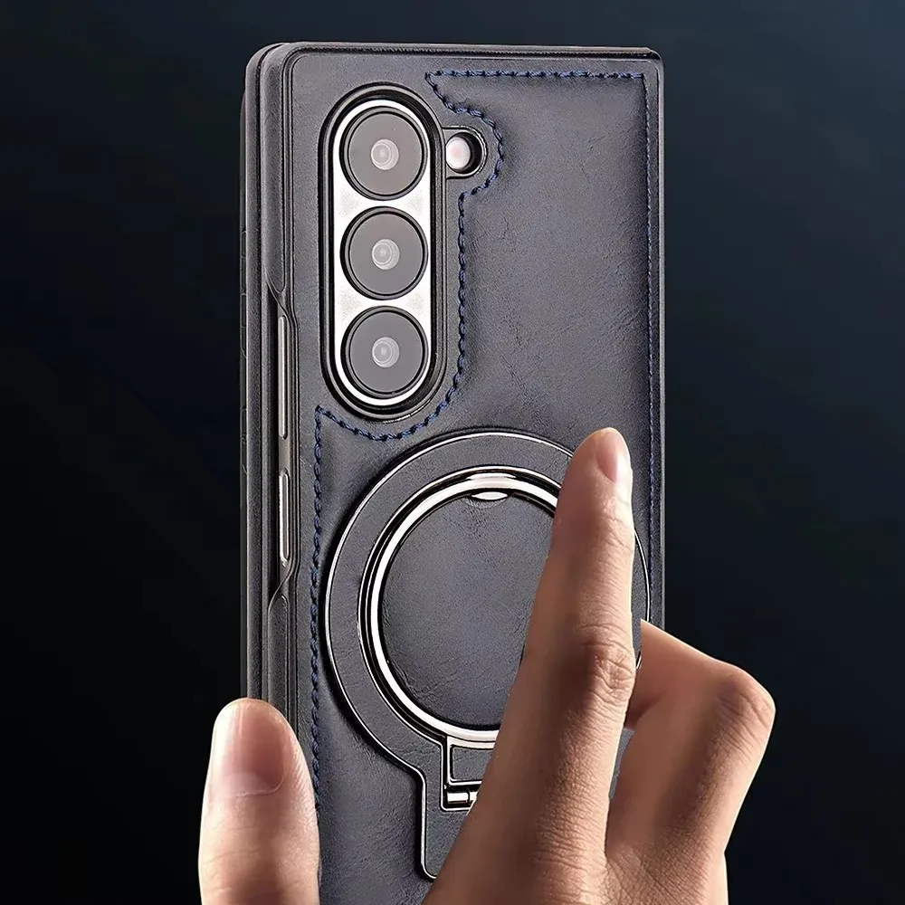 Luxury Magnetic Ring Holder Z Fold6 Leather Case For Samsung Galaxy Z Fold 4 5 6 Wireless Charging Shockproof Protective Cover Gallery 2 Luxury Magnetic Ring Holder Z Fold6 Leather Case For Samsung Galaxy Z Fold 4 5 6 Wireless Charging Shockproof Protective Cover Gallery 2