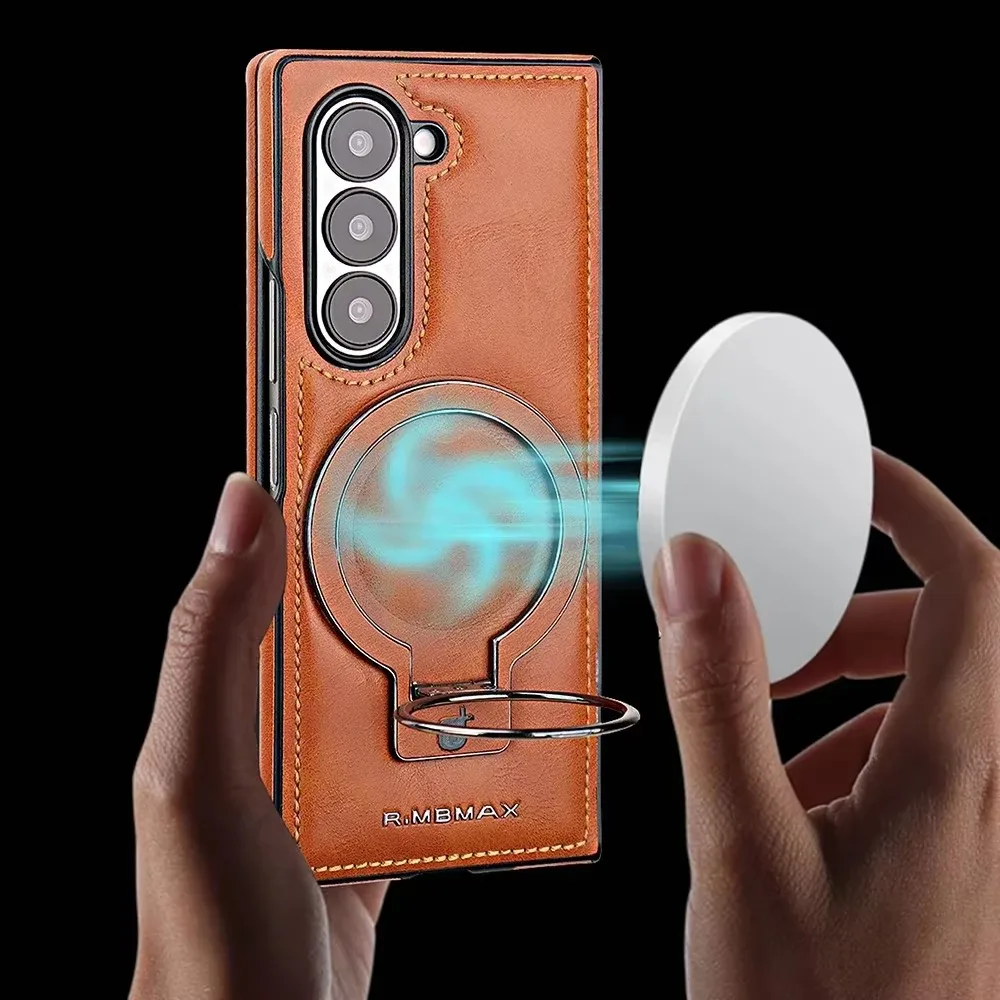 Luxury Magnetic Ring Holder Z Fold6 Leather Case For Samsung Galaxy Z Fold 4 5 6 Wireless Charging Shockproof Protective Cover Gallery 3 Luxury Magnetic Ring Holder Z Fold6 Leather Case For Samsung Galaxy Z Fold 4 5 6 Wireless Charging Shockproof Protective Cover Gallery 3