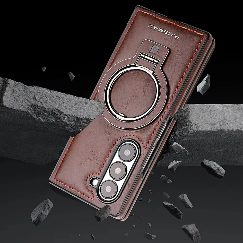Luxury Magnetic Ring Holder Z Fold6 Leather Case For Samsung Galaxy Z Fold 4 5 6 Wireless Charging Shockproof Protective Cover Gallery 5 Luxury Magnetic Ring Holder Z Fold6 Leather Case For Samsung Galaxy Z Fold 4 5 6 Wireless Charging Shockproof Protective Cover Gallery 5