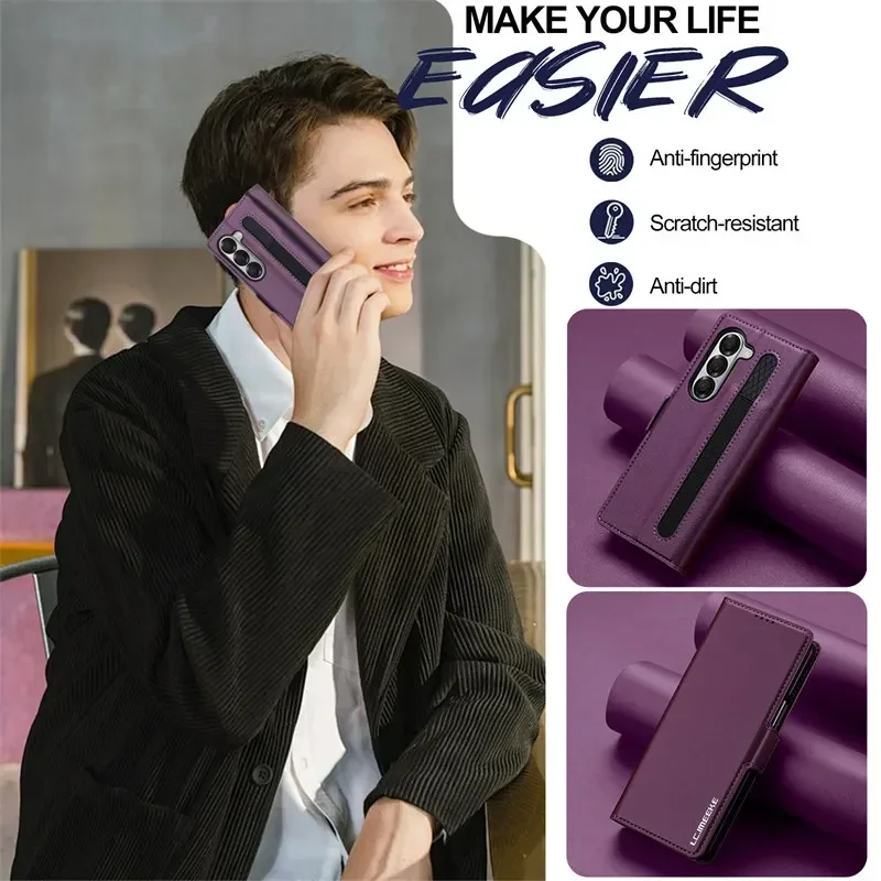 Magnetic Flip Leather Phone Case For Samsung Galaxy Z Fold 7 6 5 4 3 5g Fold7 Fold6 Fold5 Wallet Card Bag Cover Etui Coque Gallery 3 Magnetic Flip Leather Phone Case For Samsung Galaxy Z Fold 7 6 5 4 3 5g Fold7 Fold6 Fold5 Wallet Card Bag Cover Etui Coque Gallery 3