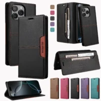 Magnetic Leather Case For Iphone 16 15 14 13 12 11 17 Pro Max 17air 16 15 Plus 16e Se2 Se3 Business Flip Wallet Card Slot Cover Featured