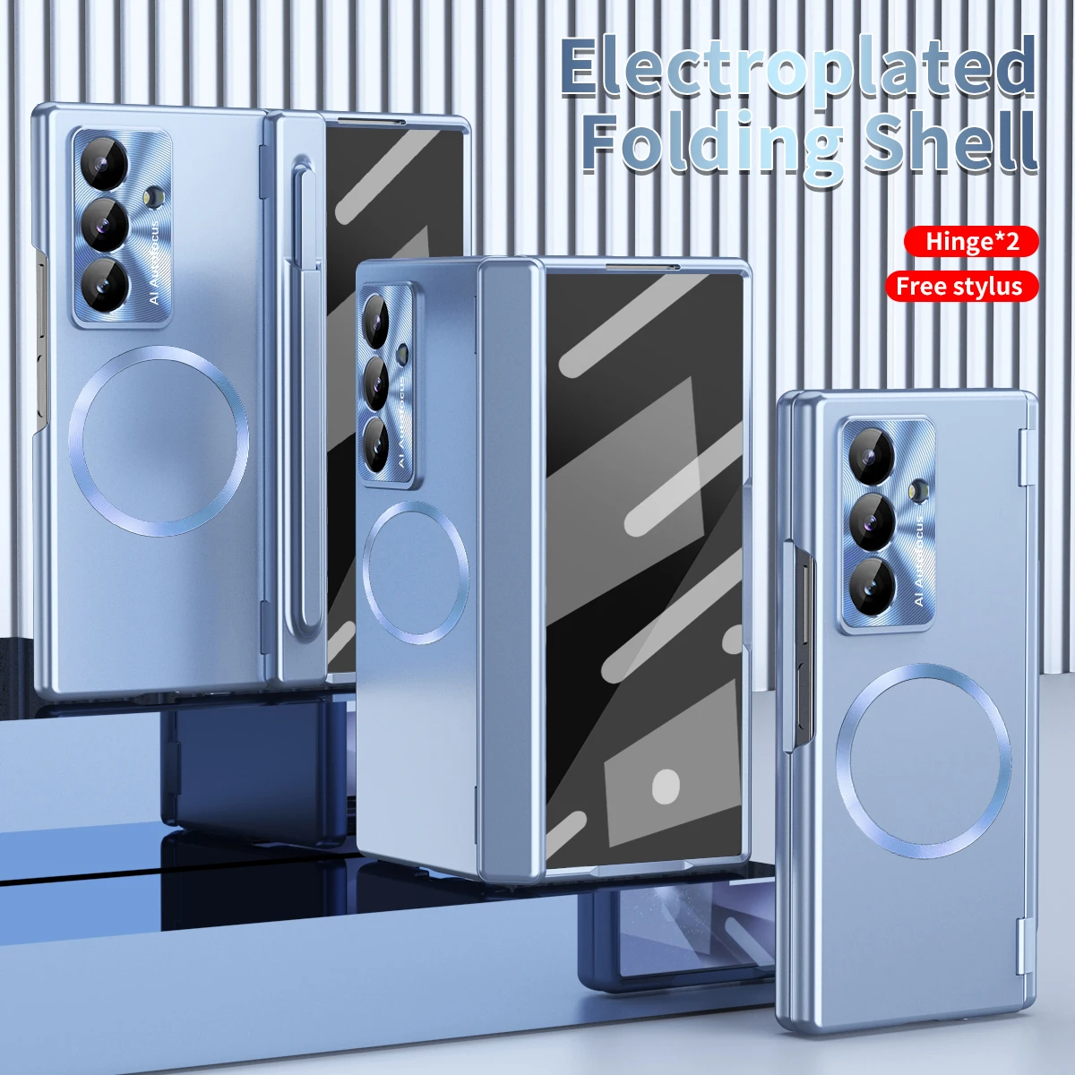 Magnetic Plating Phone Case With S Pen Holder Stylus For Samsung Galaxy Z Fold 7 6 5g Front Screen Protector Two Hinge Cover Featured