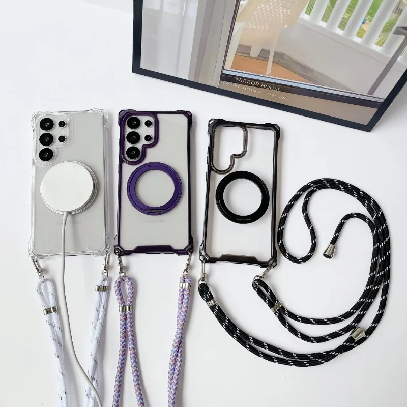 Magnetic Stand Four Corners Strap Case For Iphone 16 Pro Max 15 13 11 12 14 Plus 16e For Magsafe Ring Crossbody Lanyard Cover Gallery 3 Magnetic Stand Four Corners Strap Case For Iphone 16 Pro Max 15 13 11 12 14 Plus 16e For Magsafe Ring Crossbody Lanyard Cover Gallery 3