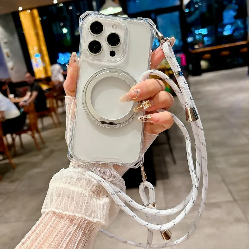Magnetic Stand Four Corners Strap Case For Iphone 16 Pro Max 15 13 11 12 14 Plus 16e For Magsafe Ring Crossbody Lanyard Cover Gallery 5 Magnetic Stand Four Corners Strap Case For Iphone 16 Pro Max 15 13 11 12 14 Plus 16e For Magsafe Ring Crossbody Lanyard Cover Gallery 5