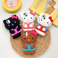 New Hello Kitty Cartoon 3d Bow Phone Case For Iphone 16 15 14 13 Pro Max 7 8 Plus Mini Xr Xs Max Y2k Anti Fall Silicone Case Featured