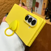 New Korean Lemon Yellow Solid Color Phone Case With Love Heart Ring For Samsung Galaxy Z Fold7 Z Fold6 Z Fold 5 4 3 Back Cover Featured New Korean Lemon Yellow Solid Color Phone Case With Love Heart Ring For Samsung Galaxy Z Fold7 Z Fold6 Z Fold 5 4 3 Back Cover Featured