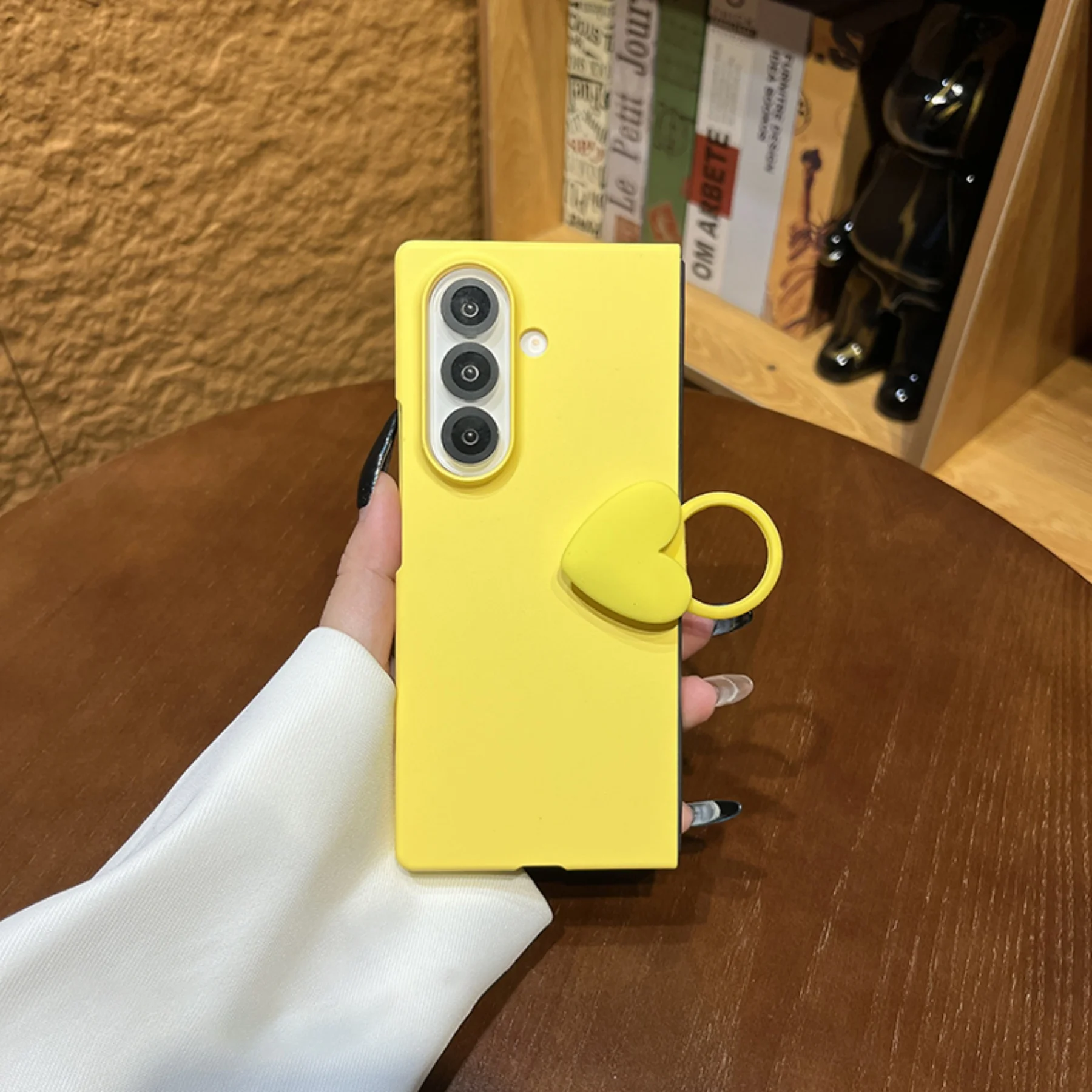 New Korean Lemon Yellow Solid Color Phone Case With Love Heart Ring For Samsung Galaxy Z Fold7 Z Fold6 Z Fold 5 4 3 Back Cover Gallery 3 New Korean Lemon Yellow Solid Color Phone Case With Love Heart Ring For Samsung Galaxy Z Fold7 Z Fold6 Z Fold 5 4 3 Back Cover Gallery 3