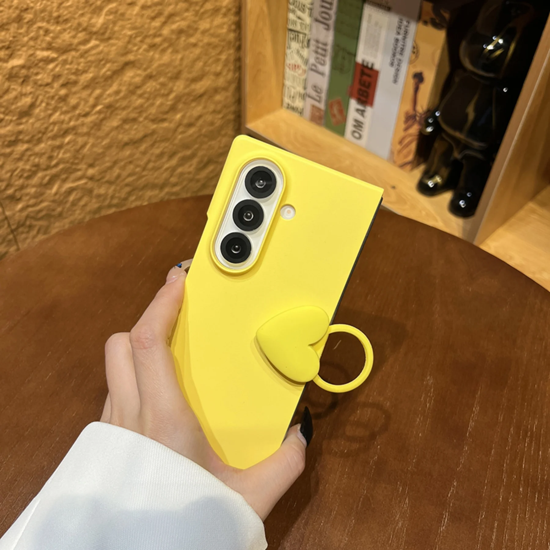 New Korean Lemon Yellow Solid Color Phone Case With Love Heart Ring For Samsung Galaxy Z Fold7 Z Fold6 Z Fold 5 4 3 Back Cover Gallery 4 New Korean Lemon Yellow Solid Color Phone Case With Love Heart Ring For Samsung Galaxy Z Fold7 Z Fold6 Z Fold 5 4 3 Back Cover Gallery 4