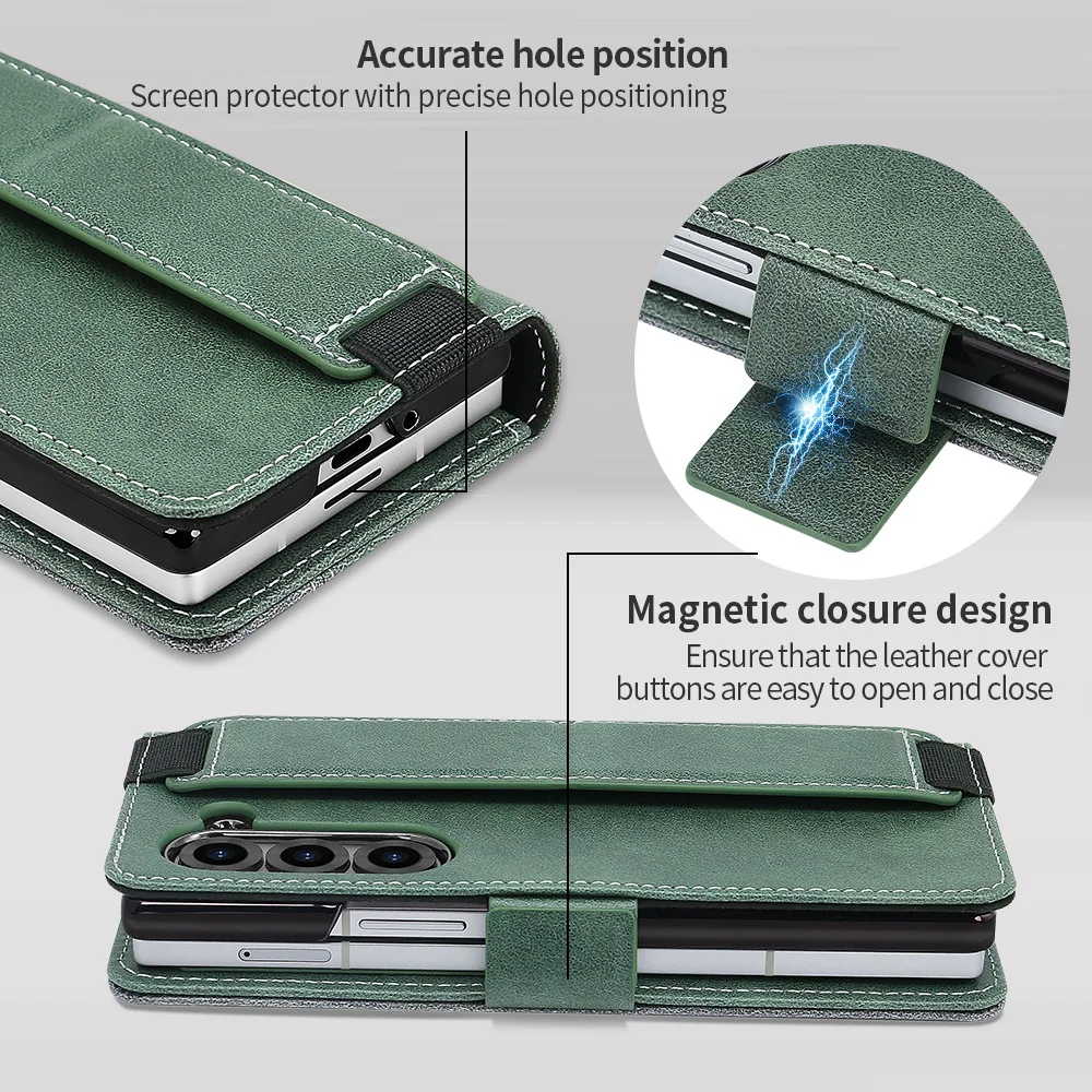 Pu Leather Flip Wallet Phone Case For Galaxy Z Fold 7 6 5 With Rfid Blocking Feature And Adjustable Wristband Kickstand Holder Gallery 1 Pu Leather Flip Wallet Phone Case For Galaxy Z Fold 7 6 5 With Rfid Blocking Feature And Adjustable Wristband Kickstand Holder Gallery 1