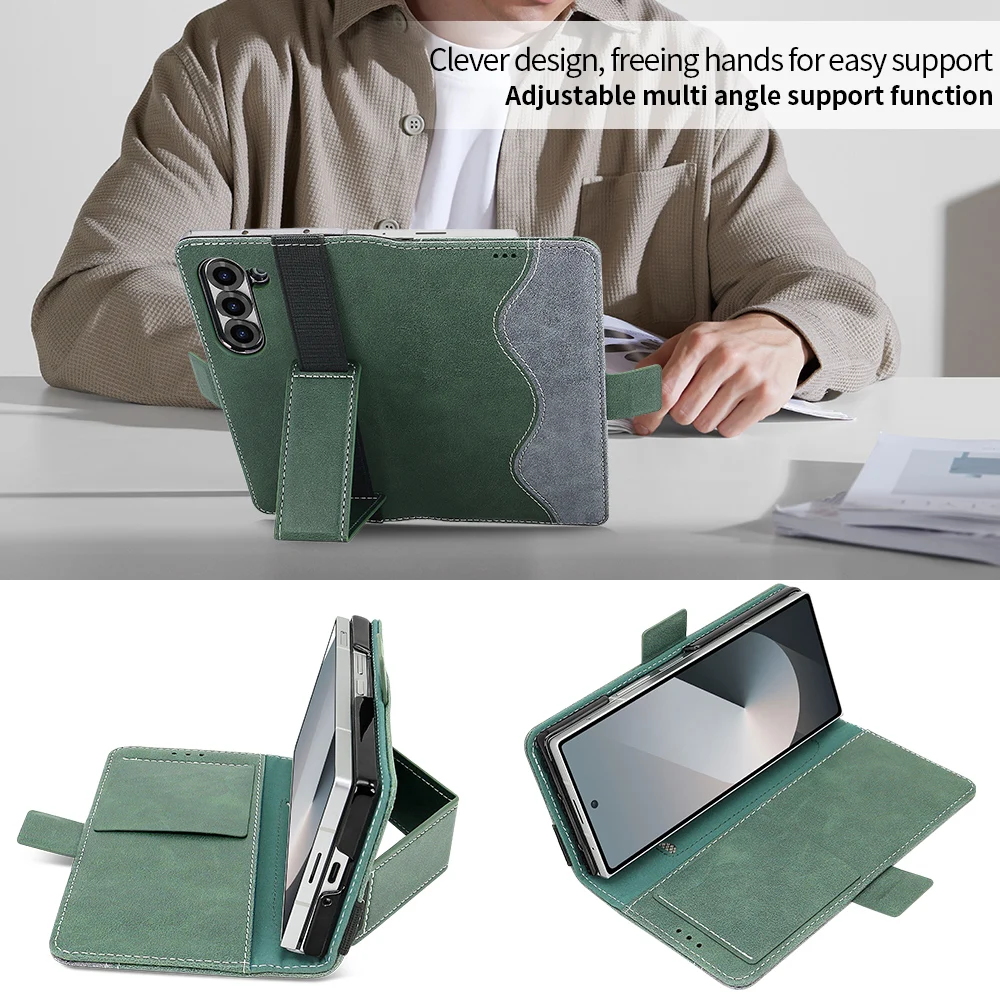 Pu Leather Flip Wallet Phone Case For Galaxy Z Fold 7 6 5 With Rfid Blocking Feature And Adjustable Wristband Kickstand Holder Gallery 3 Pu Leather Flip Wallet Phone Case For Galaxy Z Fold 7 6 5 With Rfid Blocking Feature And Adjustable Wristband Kickstand Holder Gallery 3