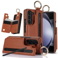 Pu Leather Ring Phone Case For Samsung Galaxy Z Fold 7 6 5 4 3 Fold7 Fold6 Fold5 5g Wallet With Pen Holder Card Slot No Pen Featured Pu Leather Ring Phone Case For Samsung Galaxy Z Fold 7 6 5 4 3 Fold7 Fold6 Fold5 5g Wallet With Pen Holder Card Slot No Pen Featured