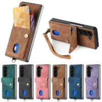 Retro Leather Phone Case With Rope For Samsung Galaxy Z Fold 7 6 5 4 3 Wallet Card Bag Shockproof Fall Prevention Protect Cover Featured