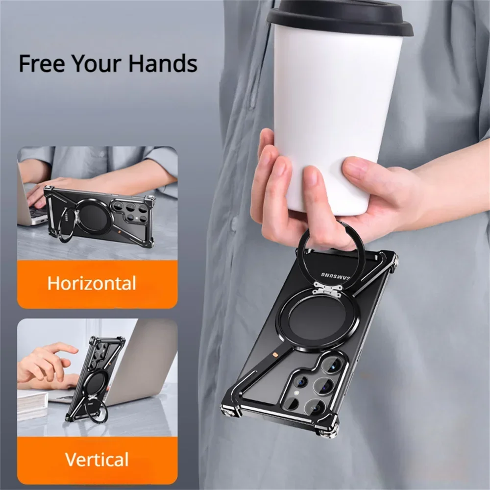 Shape Titanium Metal Case For Samsang Galaxy Z Fold 6 5 S23 S24 Ultra Plus Aluminum Alloy Bumper Magnetic Rotation Holder Cover Gallery 3 Shape Titanium Metal Case For Samsang Galaxy Z Fold 6 5 S23 S24 Ultra Plus Aluminum Alloy Bumper Magnetic Rotation Holder Cover Gallery 3