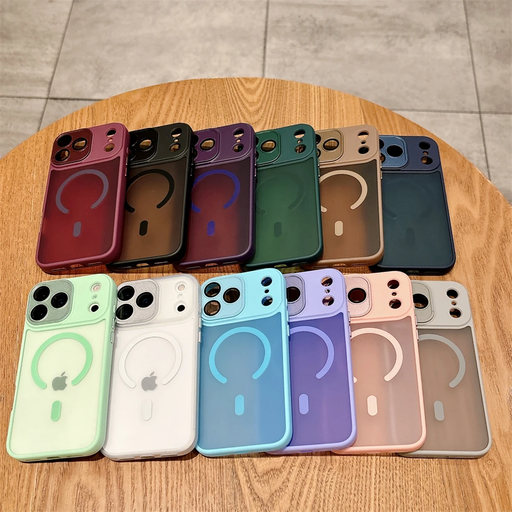 Shockproof Translucent For Magsafe Silicone Phone Case For Iphone 13 12 14 15 16 Pro Max 16e 17 Air Cases Lens Protection Cover Featured