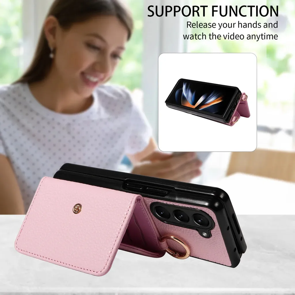The Fashion Stylish Crossbody Long Strap Mirror Card Slot Holder Folding Leather Case Cover For Samsung Galaxy Z Fold 6 5 4 3 5g Gallery 2 The Fashion Stylish Crossbody Long Strap Mirror Card Slot Holder Folding Leather Case Cover For Samsung Galaxy Z Fold 6 5 4 3 5g Gallery 2