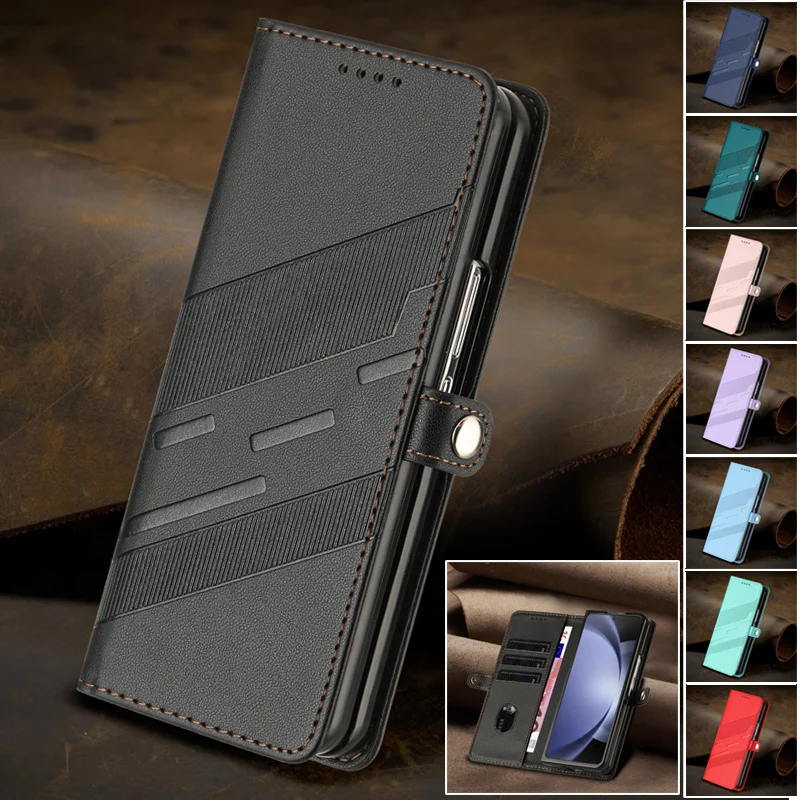 Thin Suede Flip Leather Phone Case For Samsung Galaxy Z Fold 7 5g Z Fold 6 5 4 3 Fold7 Flip Stand Wallet Cards Back Cover Coque Featured