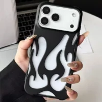 3d Flame Pattern Hollow Slim Phone Case For Iphone 17 Air 16 15 14 13 12 11 Pro Max Shockproof Protective Heat Dissipation Cover Featured