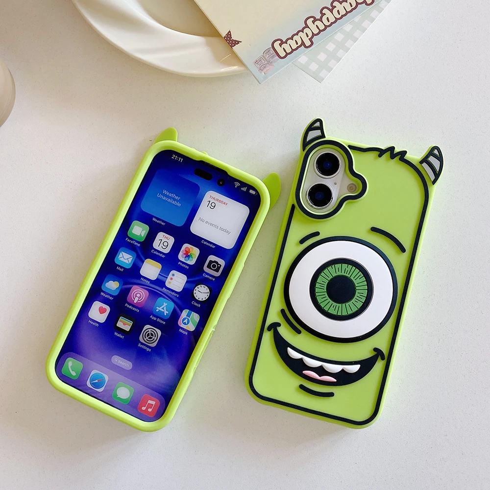 3d Monsters Soft Silicone Phone Case Kawaii Cartoon Shock Proof Back Cover Cases For Iphone 16 15 14 13 Promax 12 11 Pro Max Featured