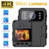 4K/1080P HD Mini Camera 2-inch Color Screen Infrared Night Vision Police Camera Portable Body Worn Camcorder