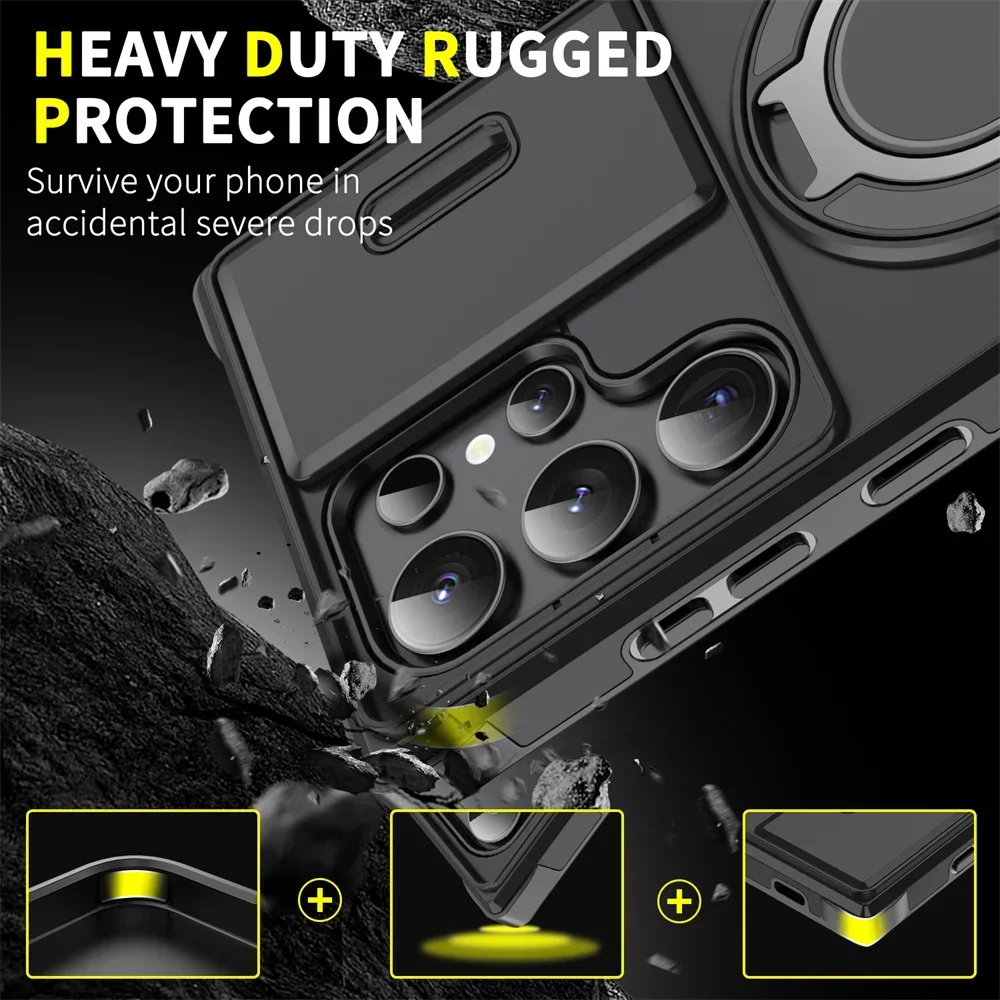 Armor Magnetic Bracket Case For Samsung S25 S24 S22 S21 S23 S20 Ultra Plus Fe Slide Camera Protection Shockproof Cover Gallery 4 Armor Magnetic Bracket Case For Samsung S25 S24 S22 S21 S23 S20 Ultra Plus Fe Slide Camera Protection Shockproof Cover Gallery 4