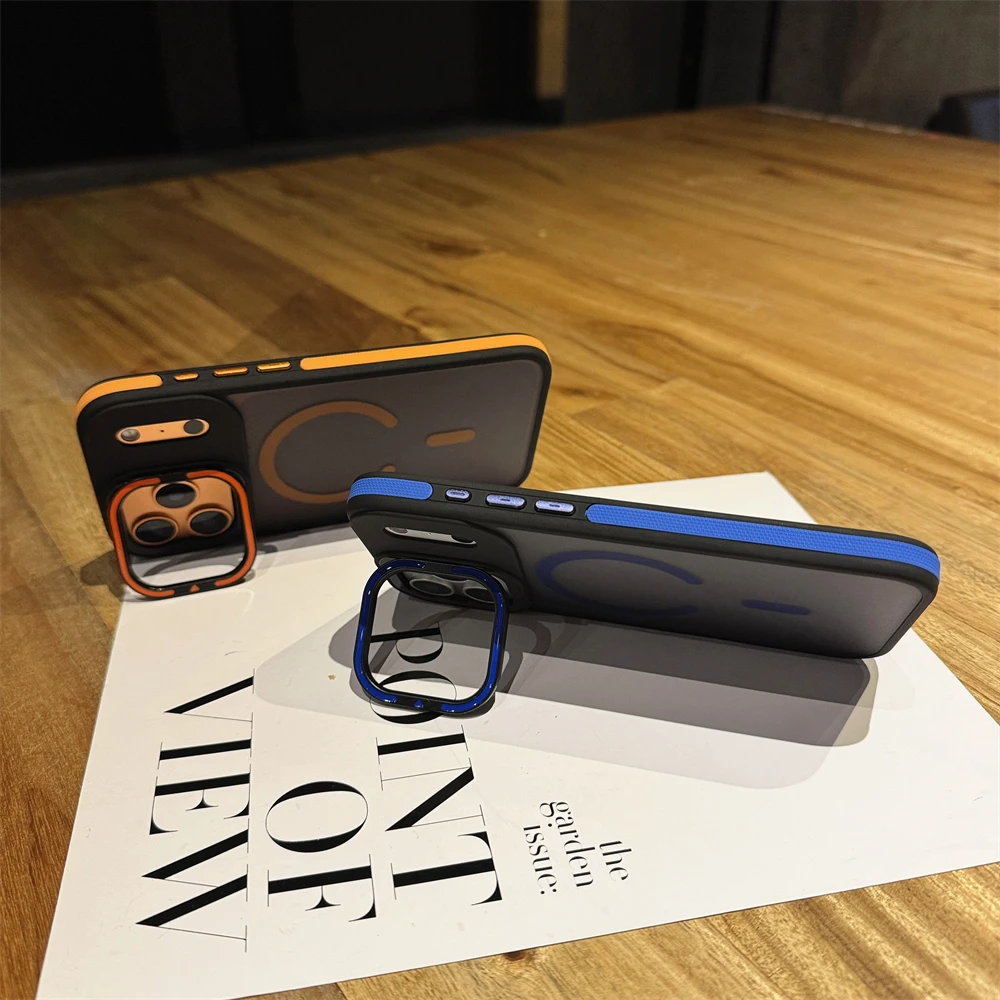 Armor Metal Lens Stand For Magsafe Phone Case For Iphone 17 16 15 14 13 12 17 Pro Max Plus Magnetic Wireless Charge Hard Cover Gallery 4 Armor Metal Lens Stand For Magsafe Phone Case For Iphone 17 16 15 14 13 12 17 Pro Max Plus Magnetic Wireless Charge Hard Cover Gallery 4
