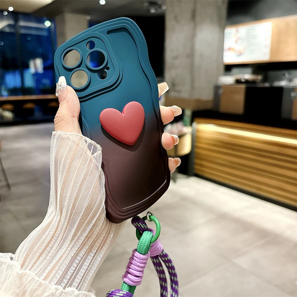 Cartoon Love Heart Gradient Lanyard Case For Iphone 16 15 14 17 Pro Max Air Plus 12 13 11 Xr Xs Hand Wrist Strap Wave Soft Cover Gallery 2 Cartoon Love Heart Gradient Lanyard Case For Iphone 16 15 14 17 Pro Max Air Plus 12 13 11 Xr Xs Hand Wrist Strap Wave Soft Cover Gallery 2