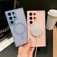 Fashion Translucent Magnetic Matte Case For Samsung Galaxy S25 S24 S23 Ultra S24 Fe For Magsafe Wireless Charge Shockproof Cover Featured