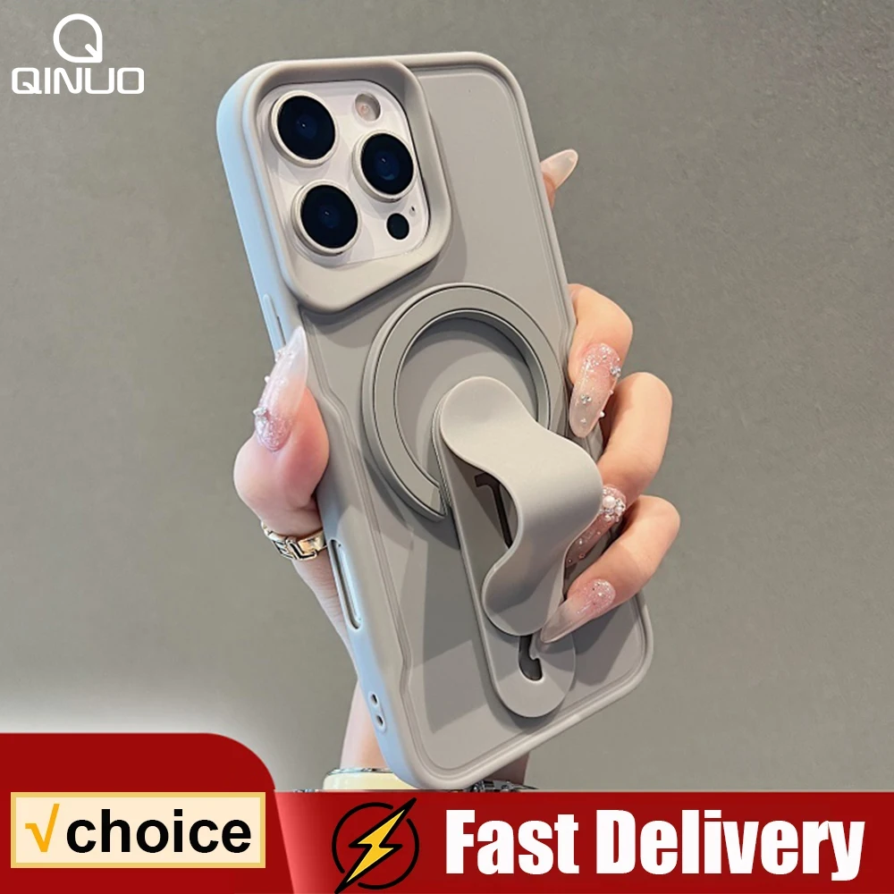 For Magsafe Magnetic Push Pull Ring Holder Case For Iphone 16 15 14 13 12 11 Pro Max Luxury Matte Shockproof Stand Bracket Cover Featured