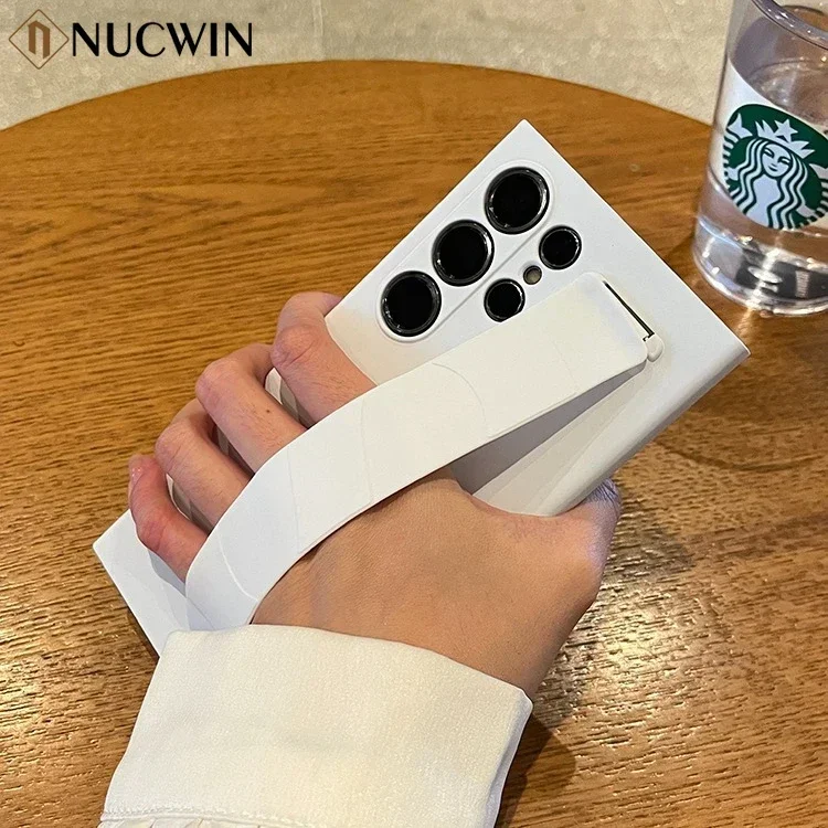 For Samsung Galaxy S24 S23 S25 Ultra S25 Plus Luxury Silicone Wrist Strap Matte Frosting Camera Protection Hard Pc Back Cover Featured