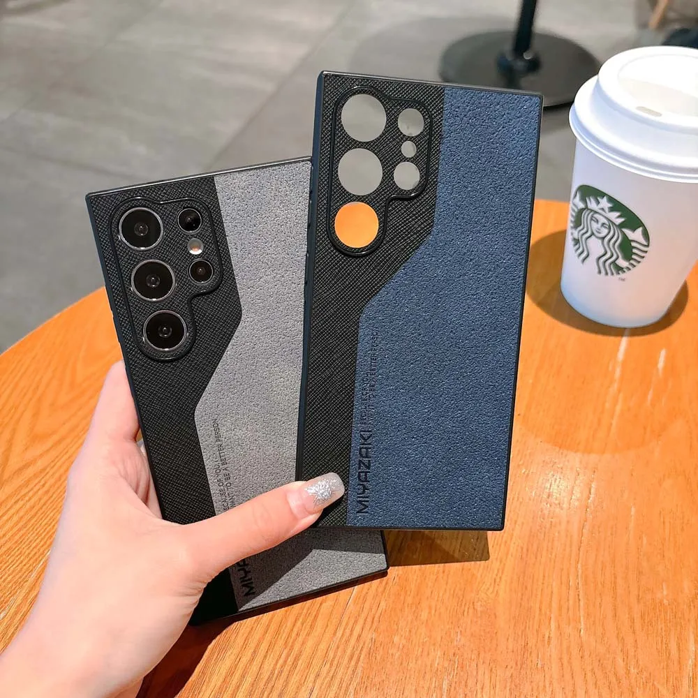 Luxury Double Color Phone Case For Samsung Galaxy S25 S24 S23 S22 S21ultra Plus Matte Leather Shockproof Pattern Slim Back Cover Featured