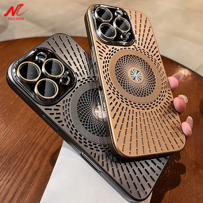 Luxury Heat Dissipation Magsafe Case For Iphone 12 13 14 15 16 Pro Max 16 Plus Glass Camera Protector Ultra Thin Anti Drop Cover Featured