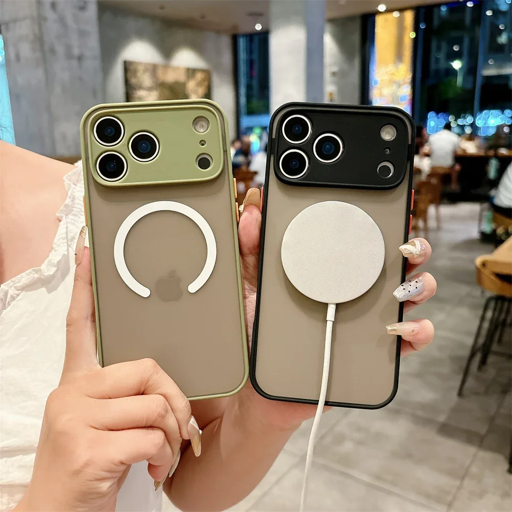 Matte Translucent Magnetic Phone Case For 17 Air 16 15 14 Plus 13 12 11 Pro Max Shockproof For Magsafe Wilreless Charge Cover Gallery 4 Matte Translucent Magnetic Phone Case For 17 Air 16 15 14 Plus 13 12 11 Pro Max Shockproof For Magsafe Wilreless Charge Cover Gallery 4