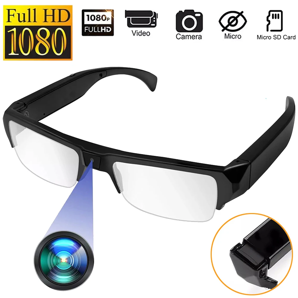 Mini Camera 1080p Hd Smart Glasses Camera Portable Driving Bike Vcr Camera Sports Camera Glasses For Conference Cycling Featured