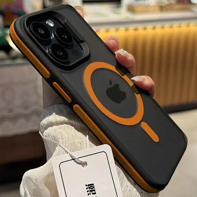 New Bicolor Matte Frosted Magnetic Phone Case For Iphone 16 15 14 Plus 13 12 11 Pro Max Translucent Shockproof Bumper Hard Cover Featured