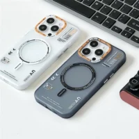 Trendy Matte Pc Magnetic Phone Case For Iphone 12 13 14 15 16 Pro Max Plus Magsafe Wireless Charge Metal Button Shockproof Cover Featured